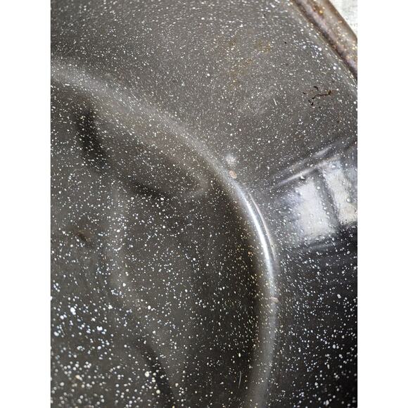 GHC Enamelware Turkey Roaster Lid 16x12x4 BLACK WHITE SPECK USA - Picture 14 of 14